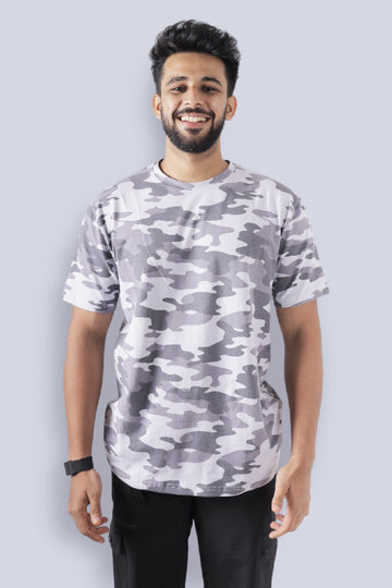 Jhalana Half Sleeves Round Neck Tshirt - Black Camo