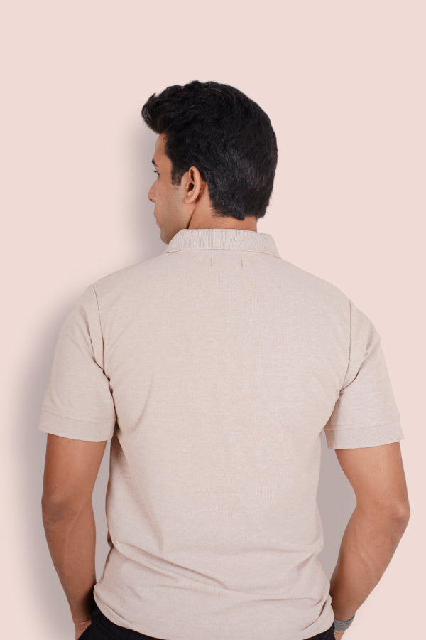 Bandhavgarh Unisex Polo Neck T-Shirt - Beige