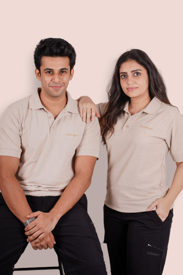 Bandhavgarh Unisex Polo Neck T-Shirt - Beige
