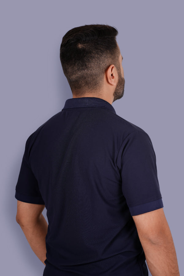 Bandhavgarh Unisex Polo Neck T-Shirt - Navy Blue