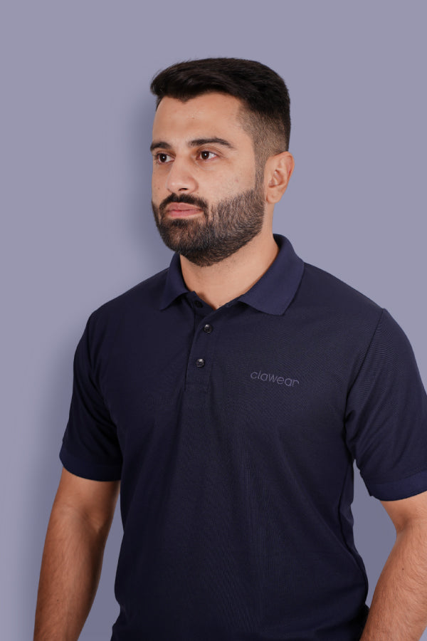Bandhavgarh Unisex Polo Neck T-Shirt - Navy Blue