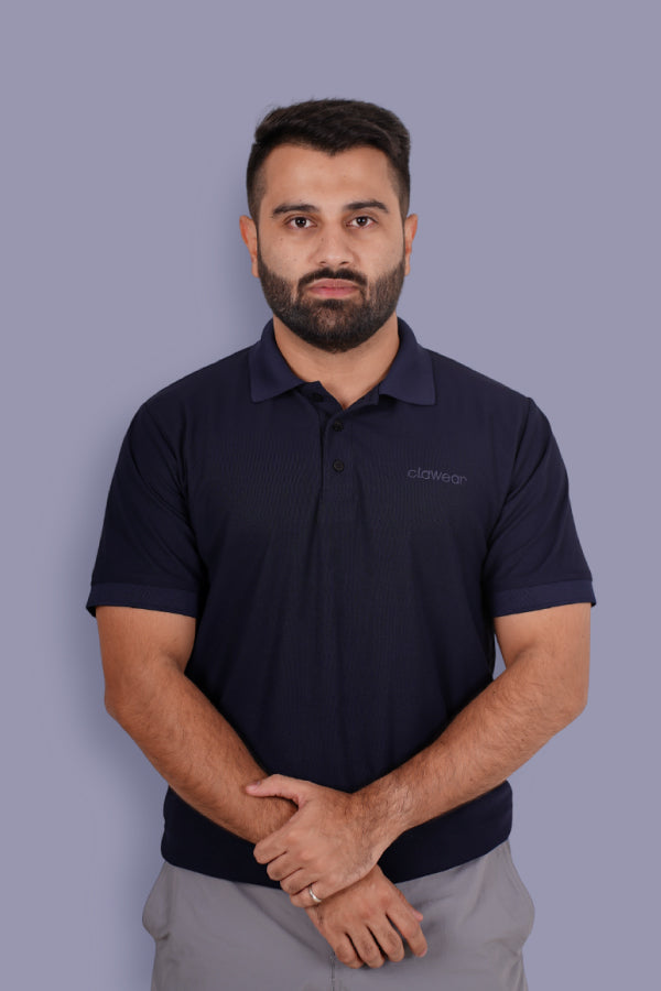 Bandhavgarh Unisex Polo Neck T-Shirt - Navy Blue