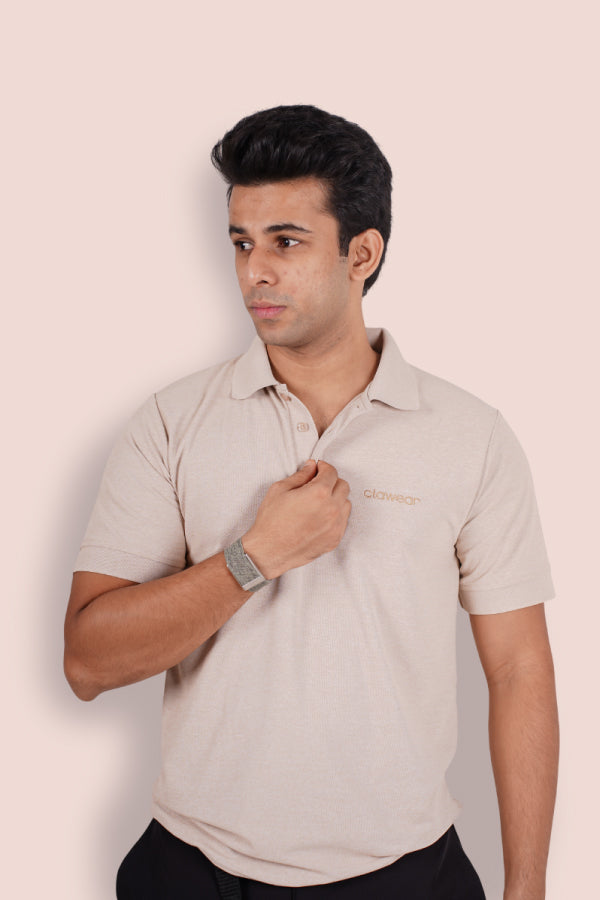Bandhavgarh Unisex Polo Neck T-Shirt - Beige