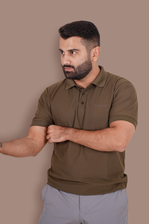 Bandhavgarh Unisex Polo Neck T-Shirt - Olive Green