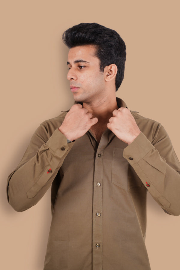 Ranthambore Men Full Sleeve Shirt - Olive Green