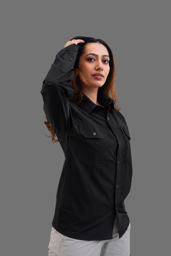 Nilgiris Full Sleeves Airvent Shirt - Black