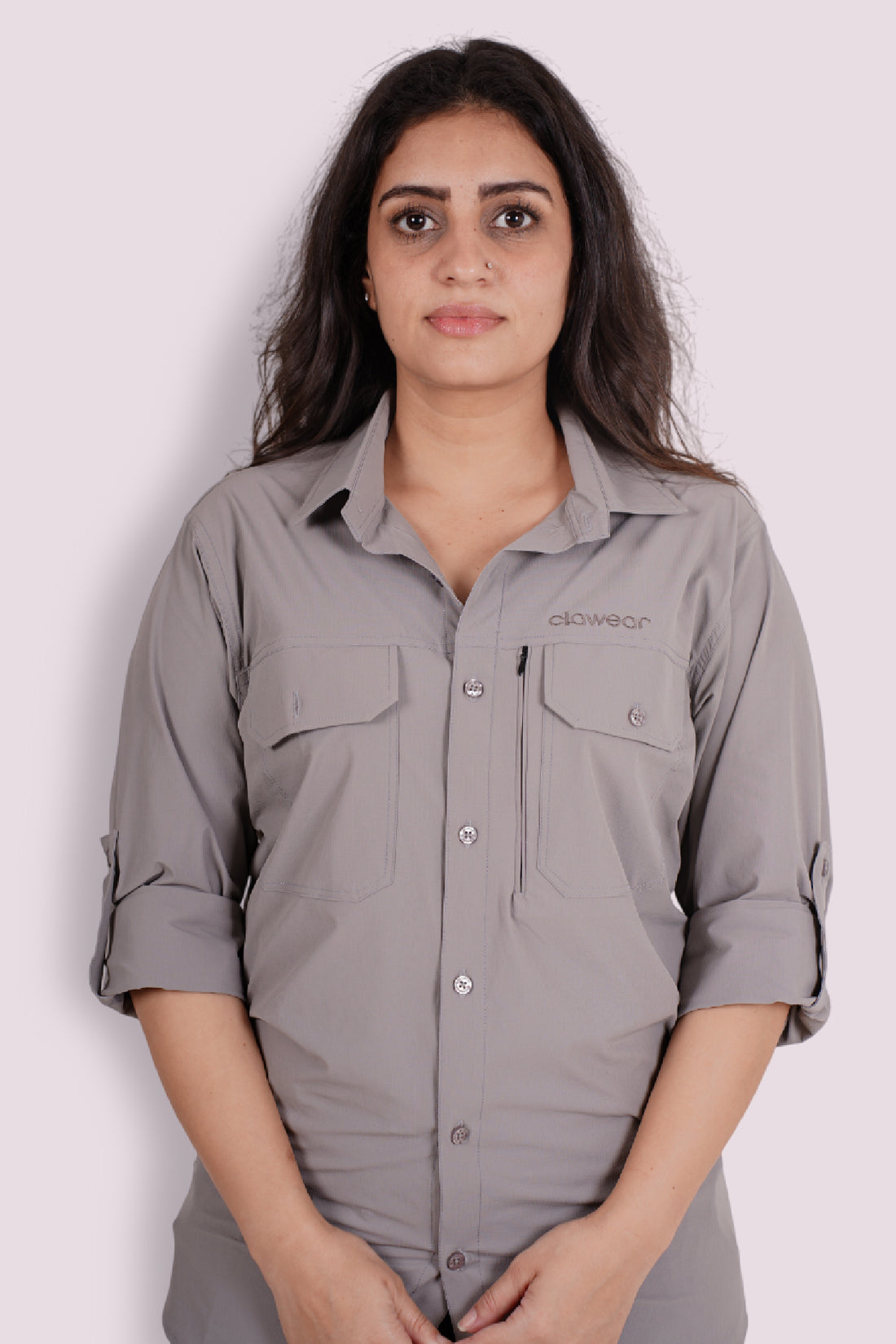 Nilgiris Full Sleeves Airvent Shirt - Light Grey