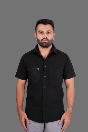 Havelock Half Sleeves Dry Fit Shirt - Black