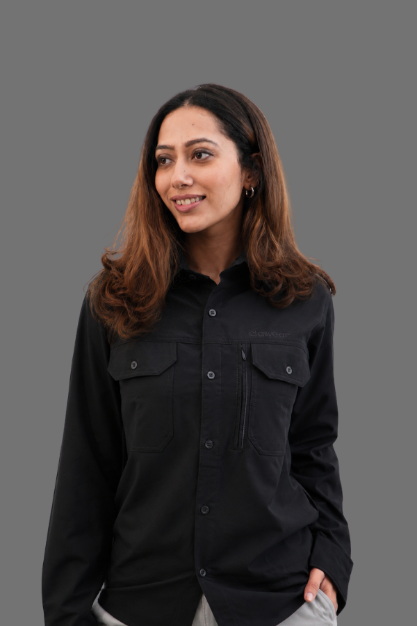 Nilgiris Full Sleeves Airvent Shirt - Black