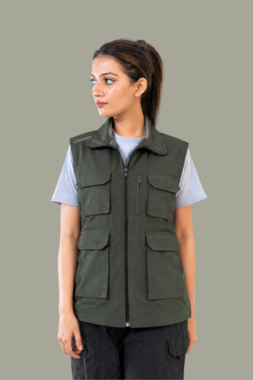 Manas Unisex Utility Vest - Olive Green