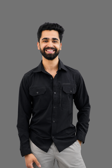 Nilgiris Full Sleeves Airvent Shirt - Black