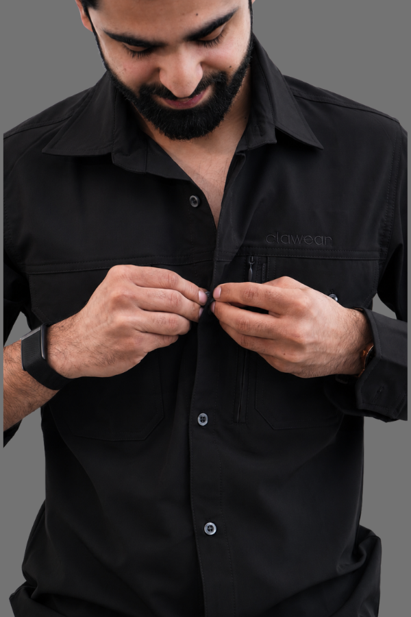Nilgiris Full Sleeves Airvent Shirt - Black