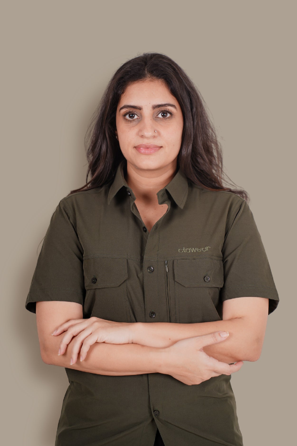 Andaman Green Half Sleeves Shirt Women