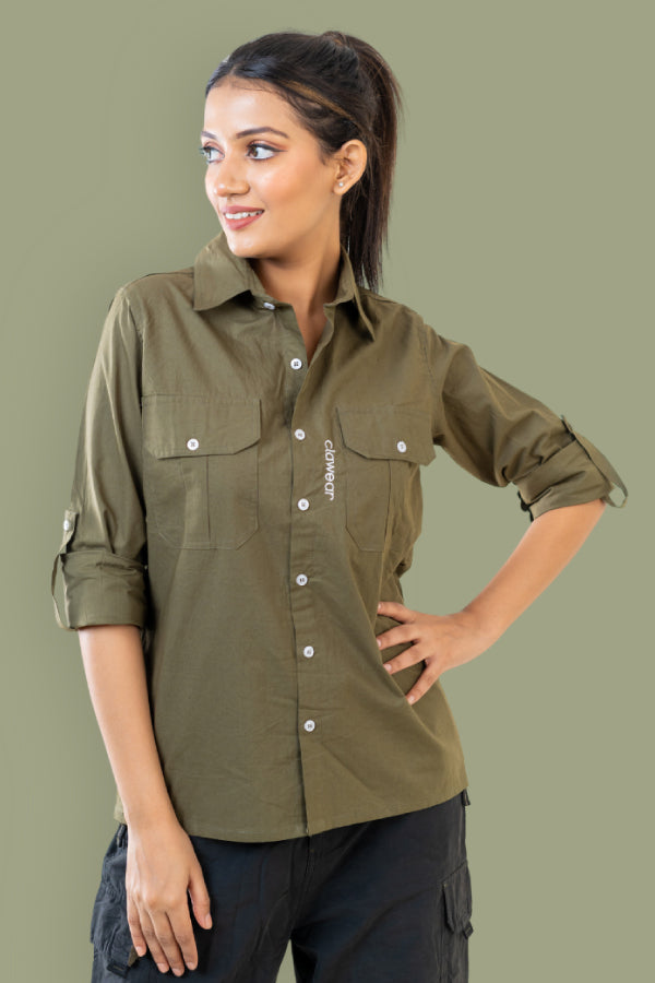 Gir Unisex Full Sleeve Shirt - Olive Green