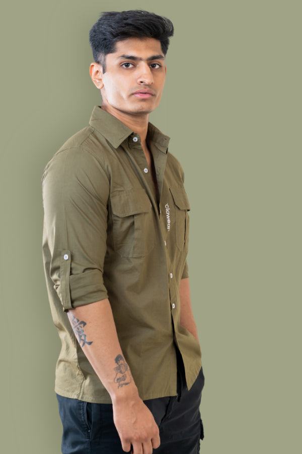 Gir Unisex Full Sleeve Shirt - Olive Green
