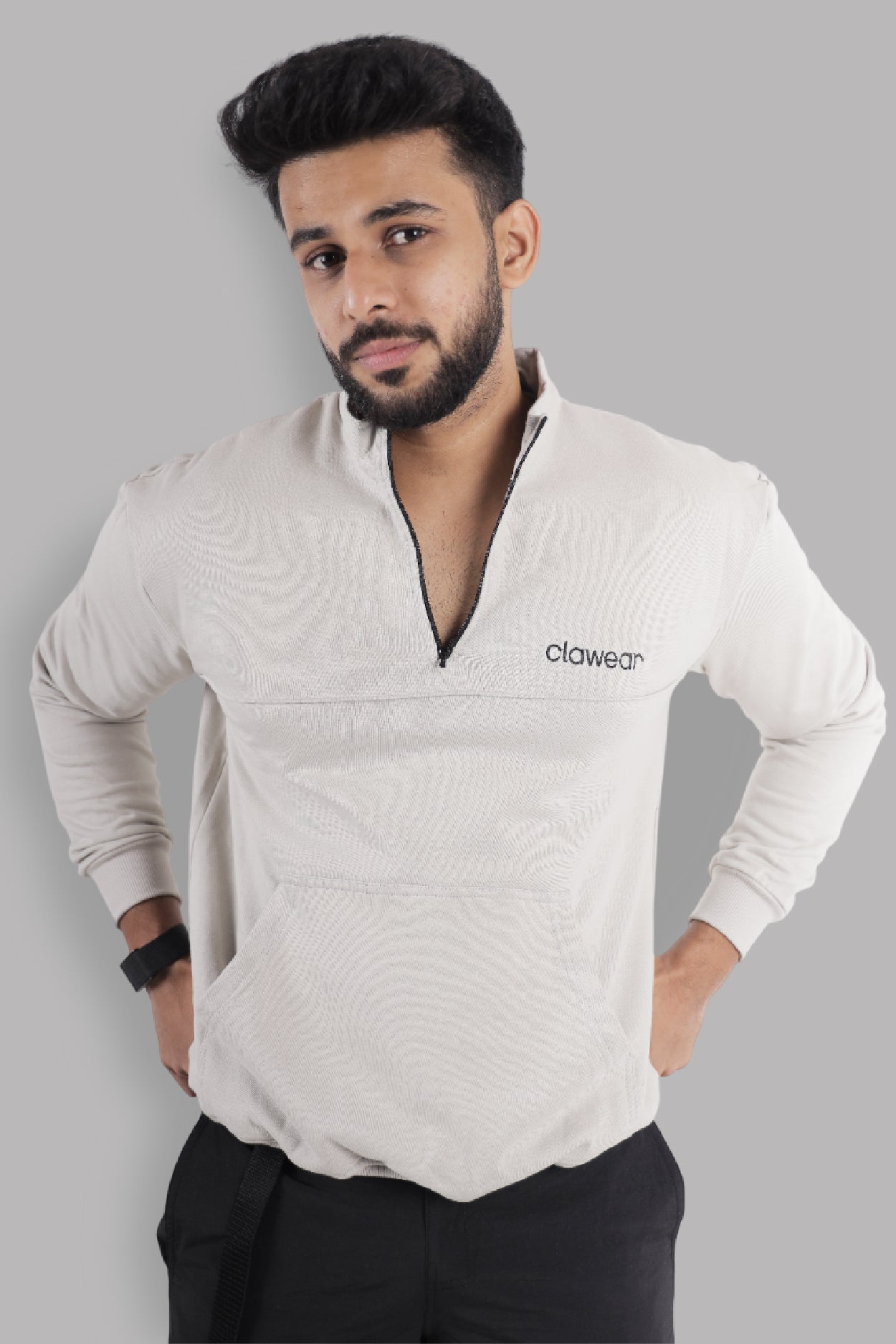 Himalayan Half Zipper Pullover - Light Grey