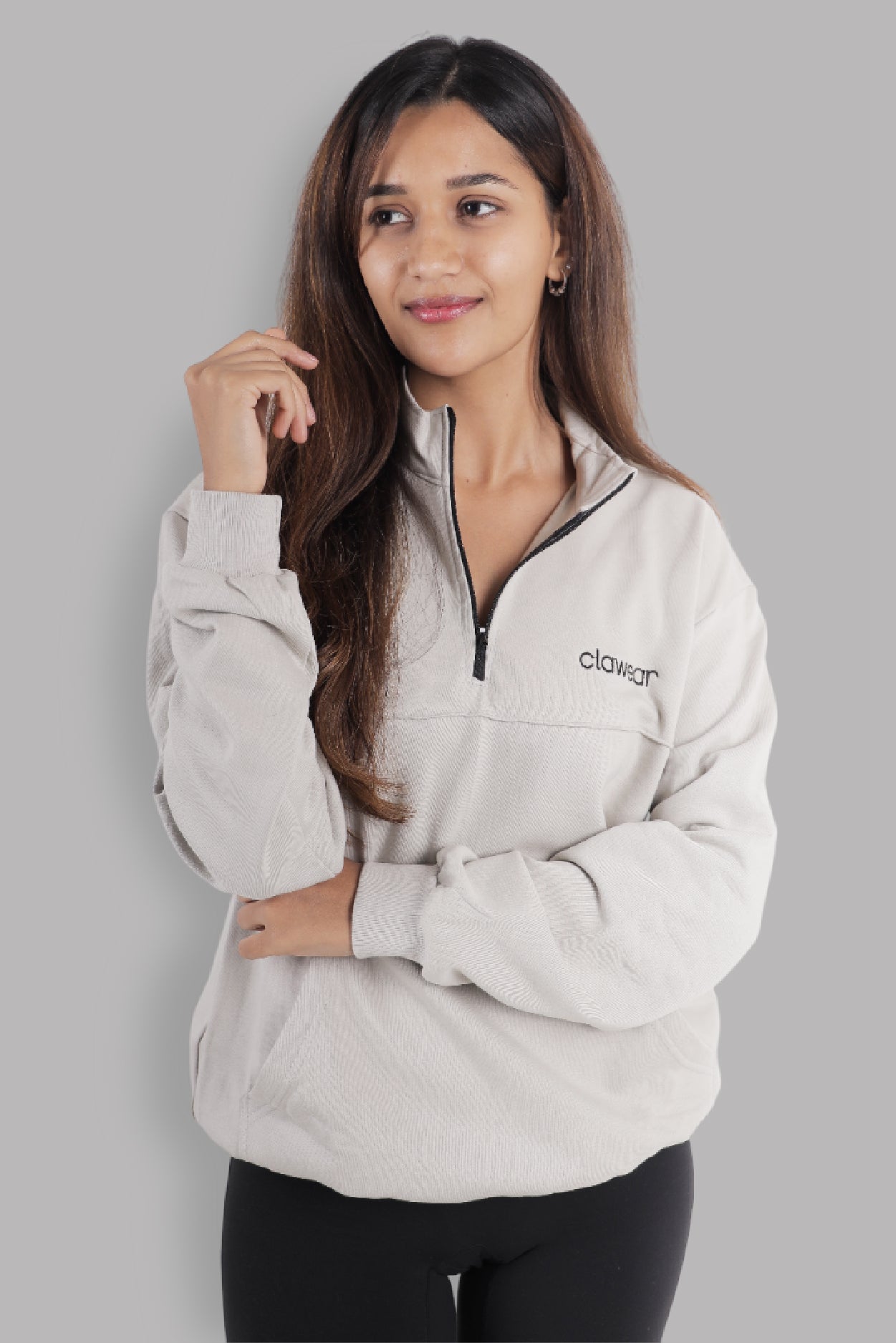 Himalayan Half Zipper Pullover - Light Grey