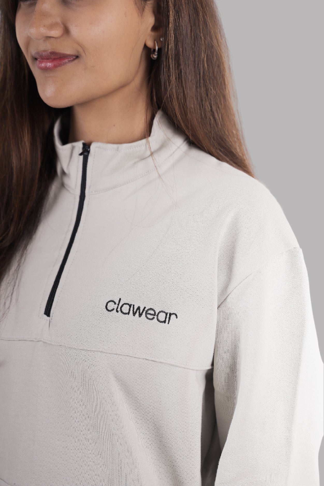 Himalayan Half Zipper Pullover - Light Grey