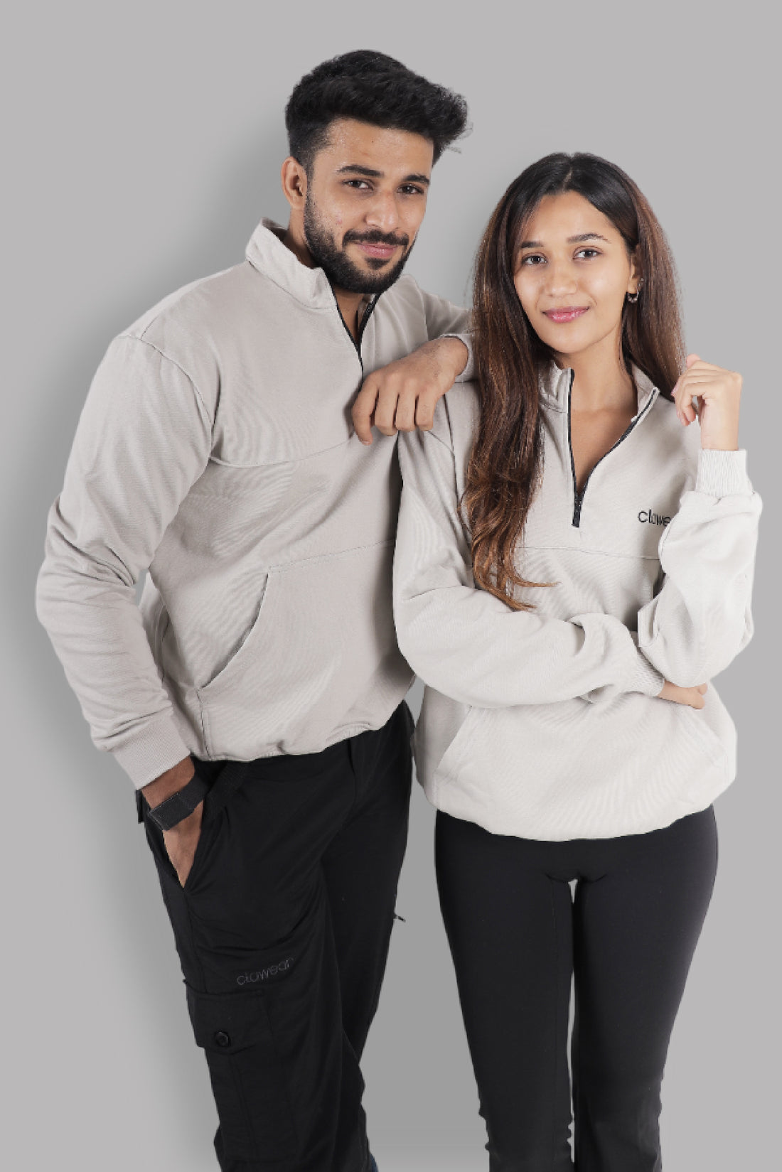 Himalayan Half Zipper Pullover - Light Grey