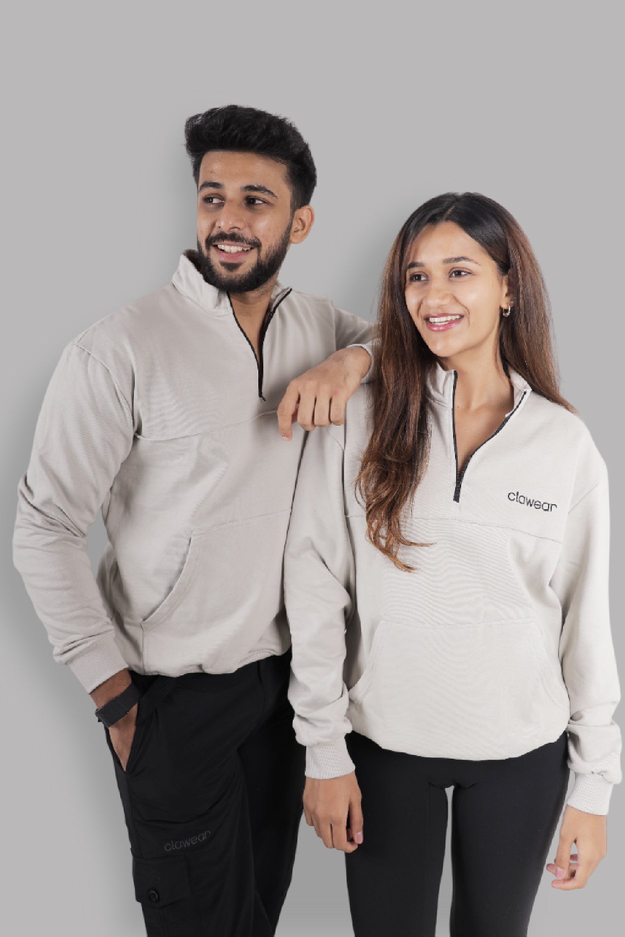 Himalayan Half Zipper Pullover - Light Grey
