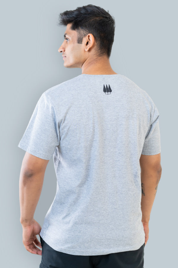 Jhalana Unisex Round Neck T-Shirt with Zip - Grey