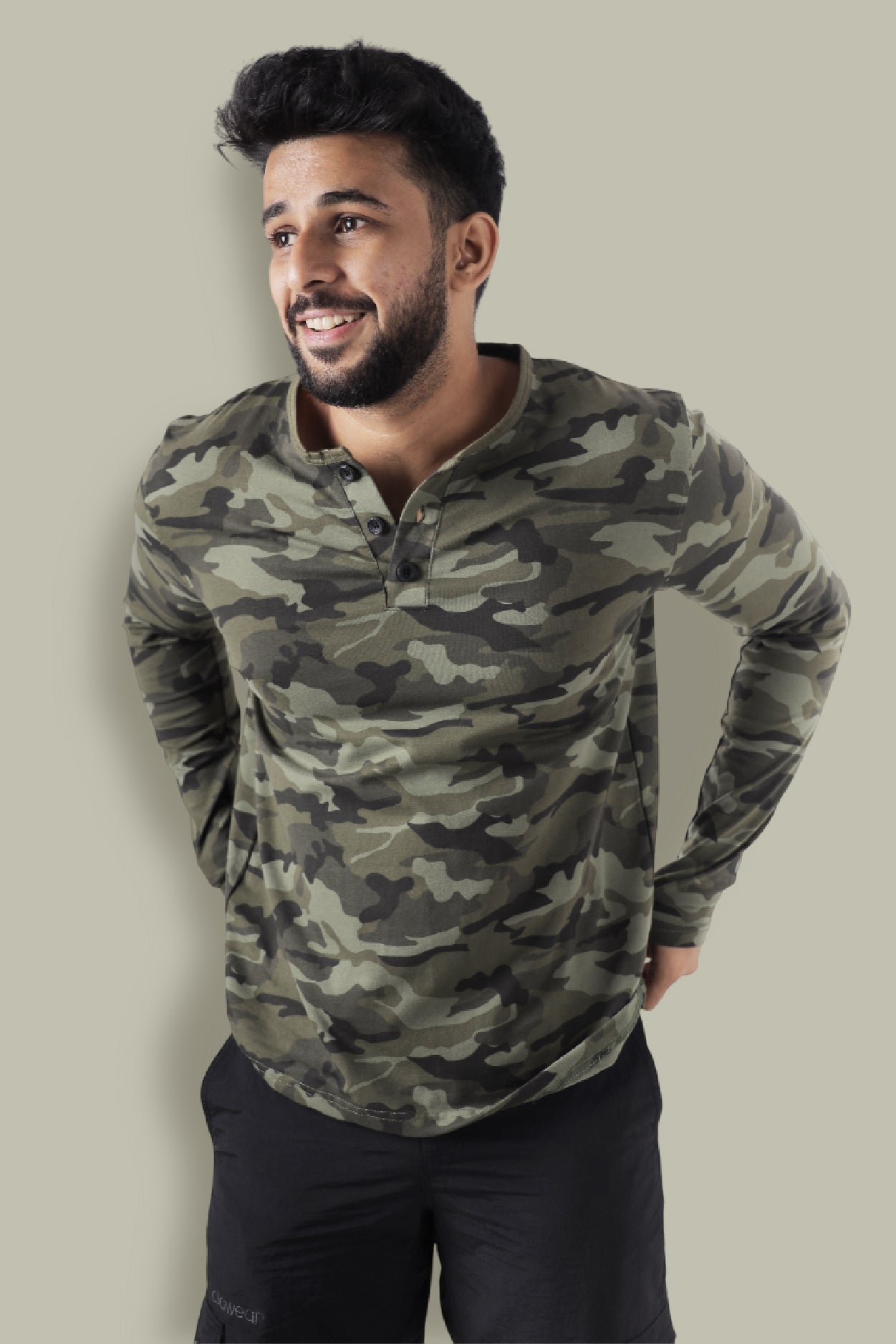 Jhalana Full Sleeves Round Neck Tshirt - Green Camo