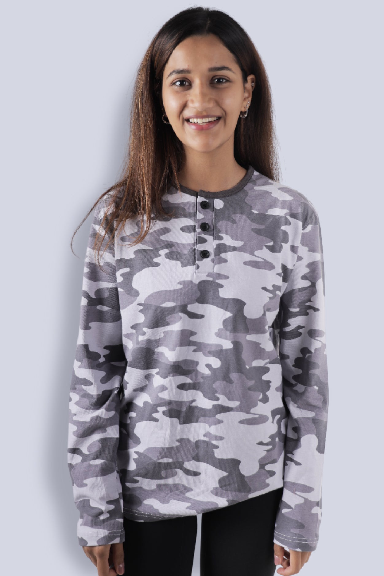 Jhalana Full Sleeves Round Neck Tshirt - Black Camo