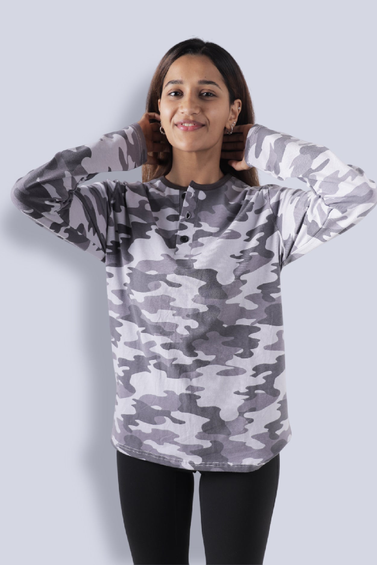 Jhalana Full Sleeves Round Neck Tshirt - Black Camo
