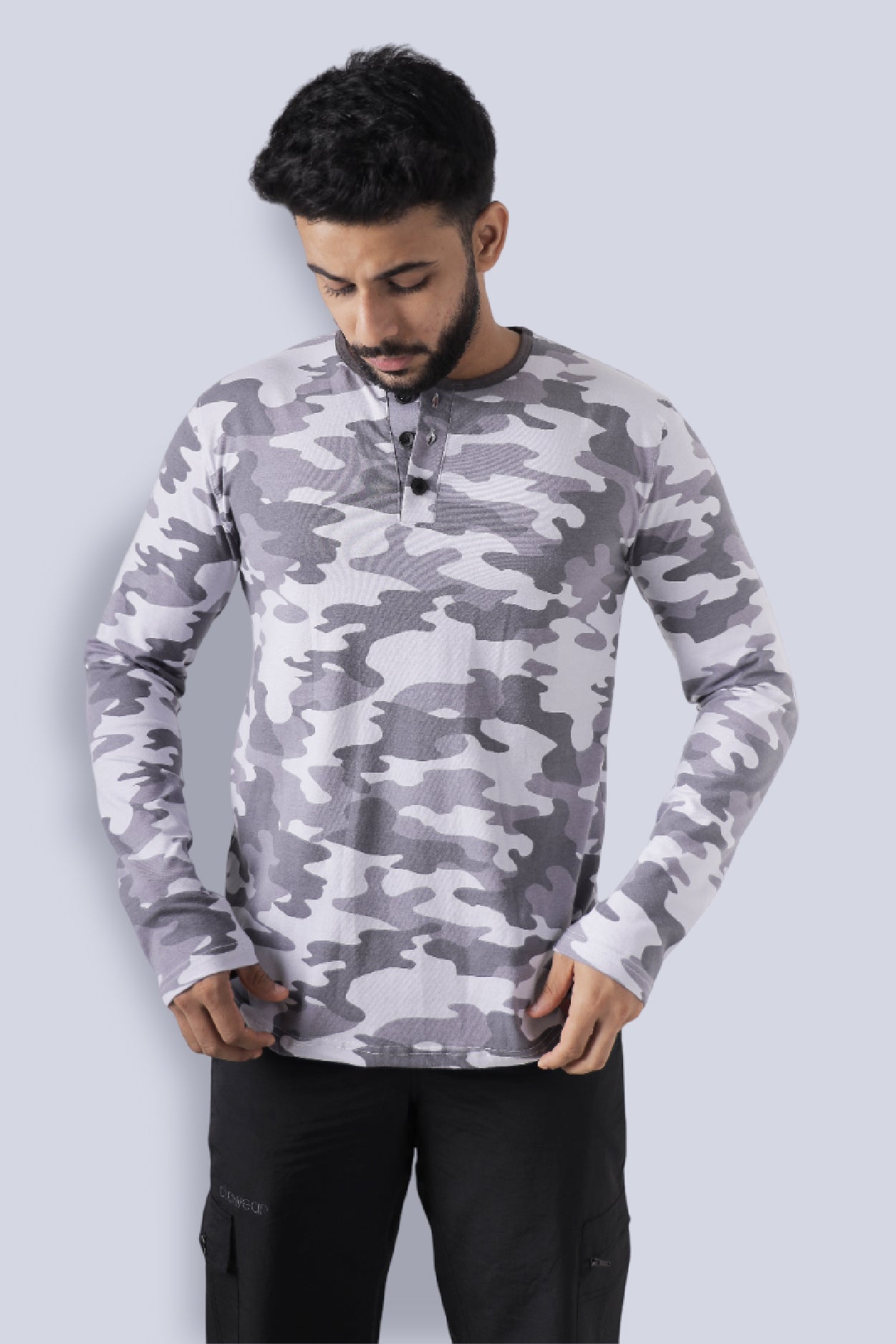 Jhalana Full Sleeves Round Neck Tshirt - Black Camo