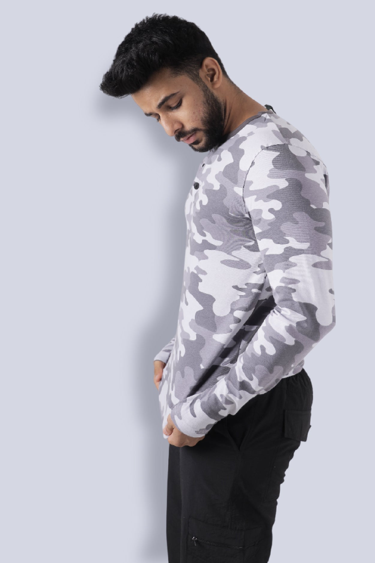 Jhalana Full Sleeves Round Neck Tshirt - Black Camo