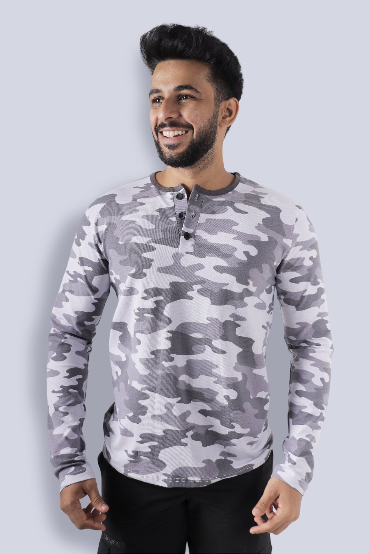 Jhalana Full Sleeves Round Neck Tshirt - Black Camo