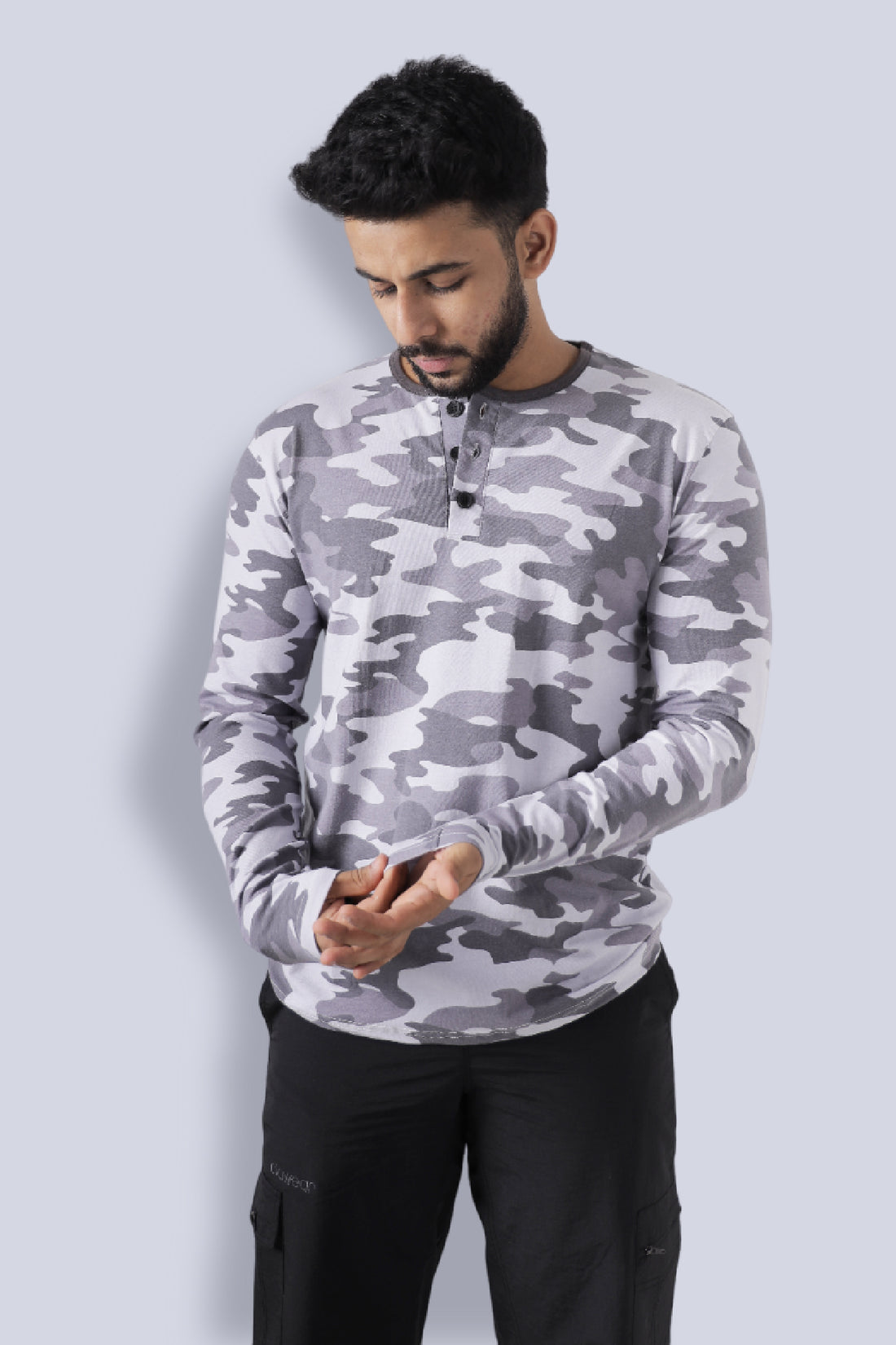 Jhalana Full Sleeves Round Neck Tshirt - Black Camo