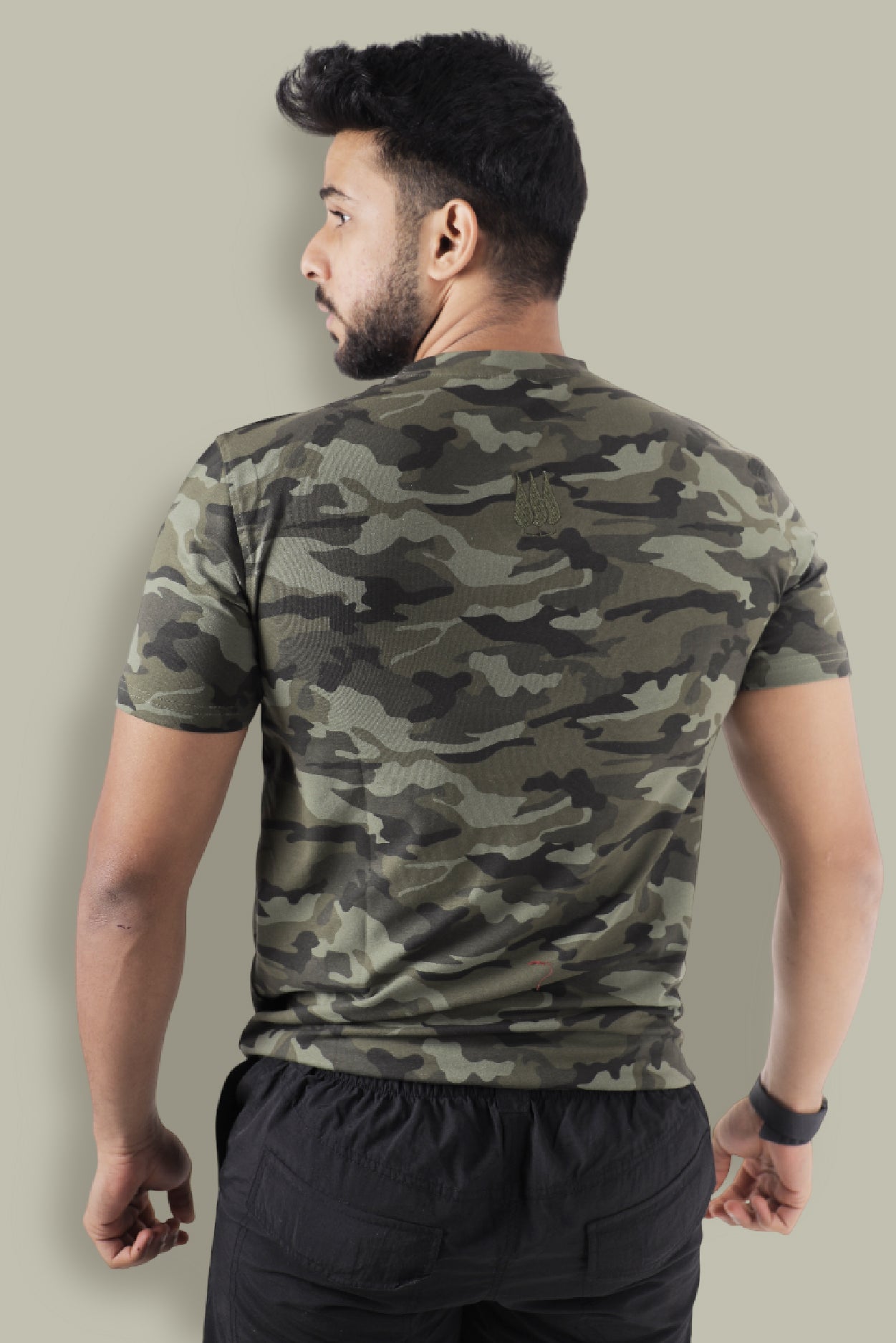 Jhalana Half Sleeves Round Neck Tshirt - Green Camo
