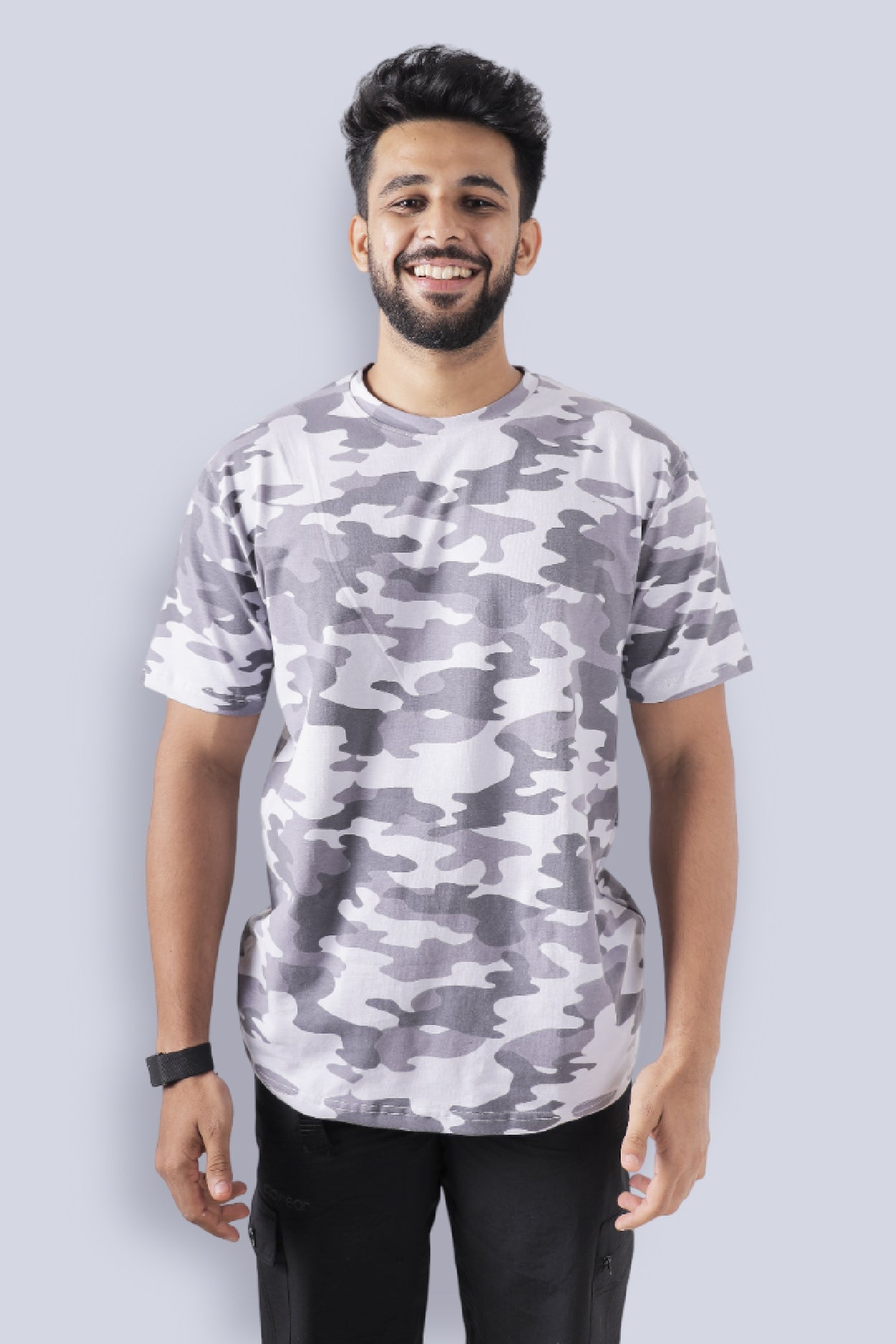 Jhalana Half Sleeves Round Neck Tshirt - Black Camo