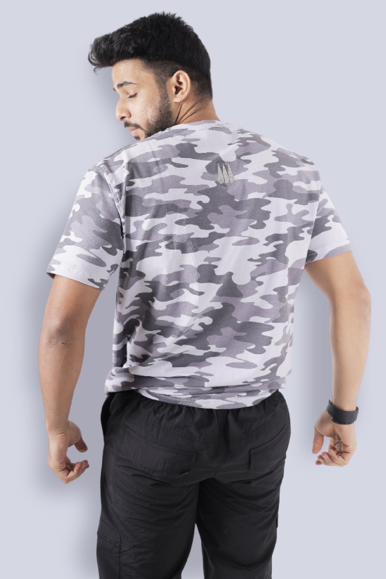 Jhalana Half Sleeves Round Neck Tshirt - Black Camo