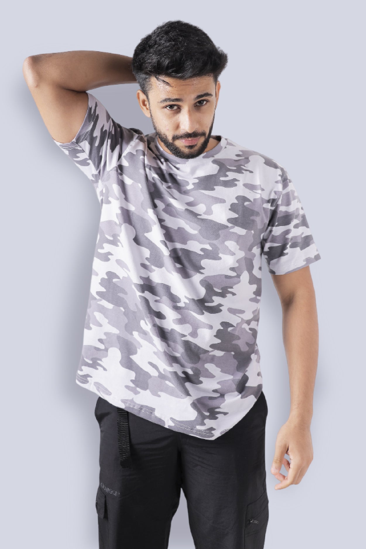 Jhalana Half Sleeves Round Neck Tshirt - Black Camo