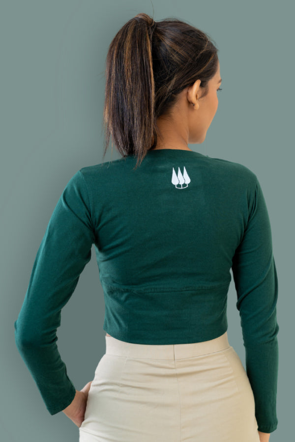 Kabini Women's Full Sleeve Crop Top - Green