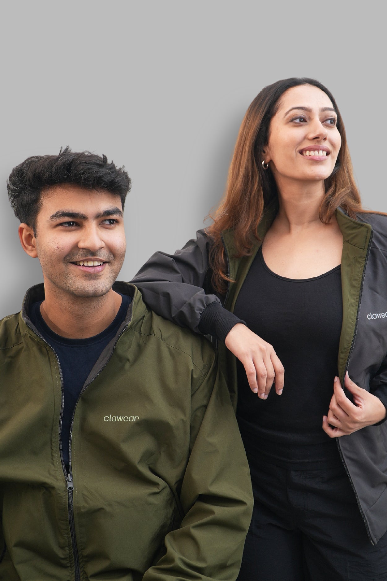 Kanha Reversible Unisex Jacket - Green/Light Grey