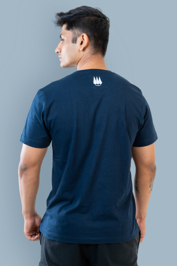 Kaziranga Unisex Round Neck T-Shirt with Pocket - Navy Blue