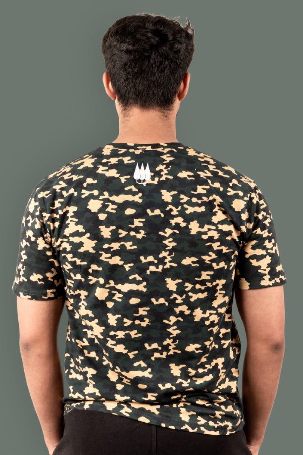 Kaziranga Unisex Round Neck T-Shirt with Pocket - Green Camo