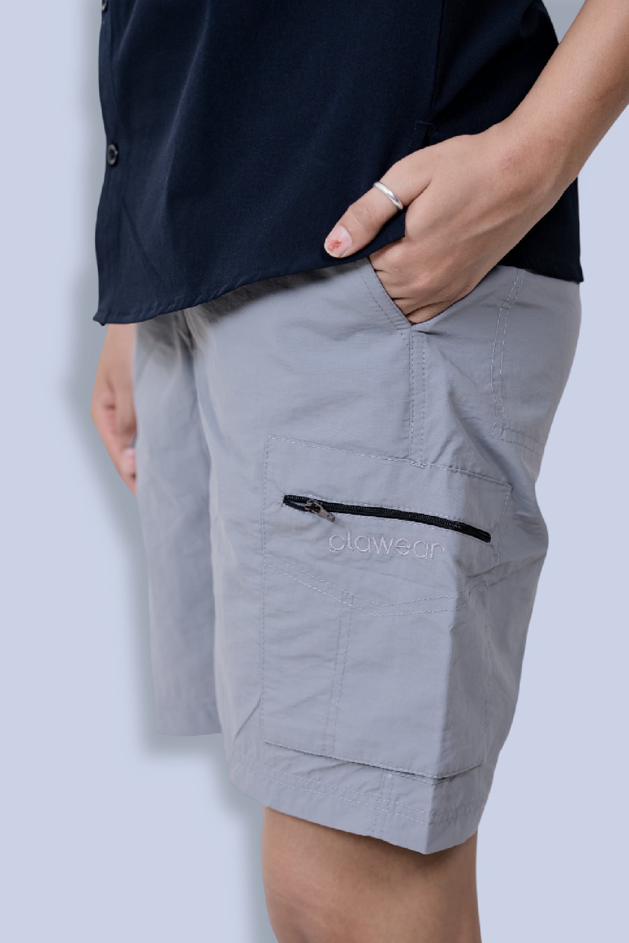 Mara Cargo Shorts - Light Gray