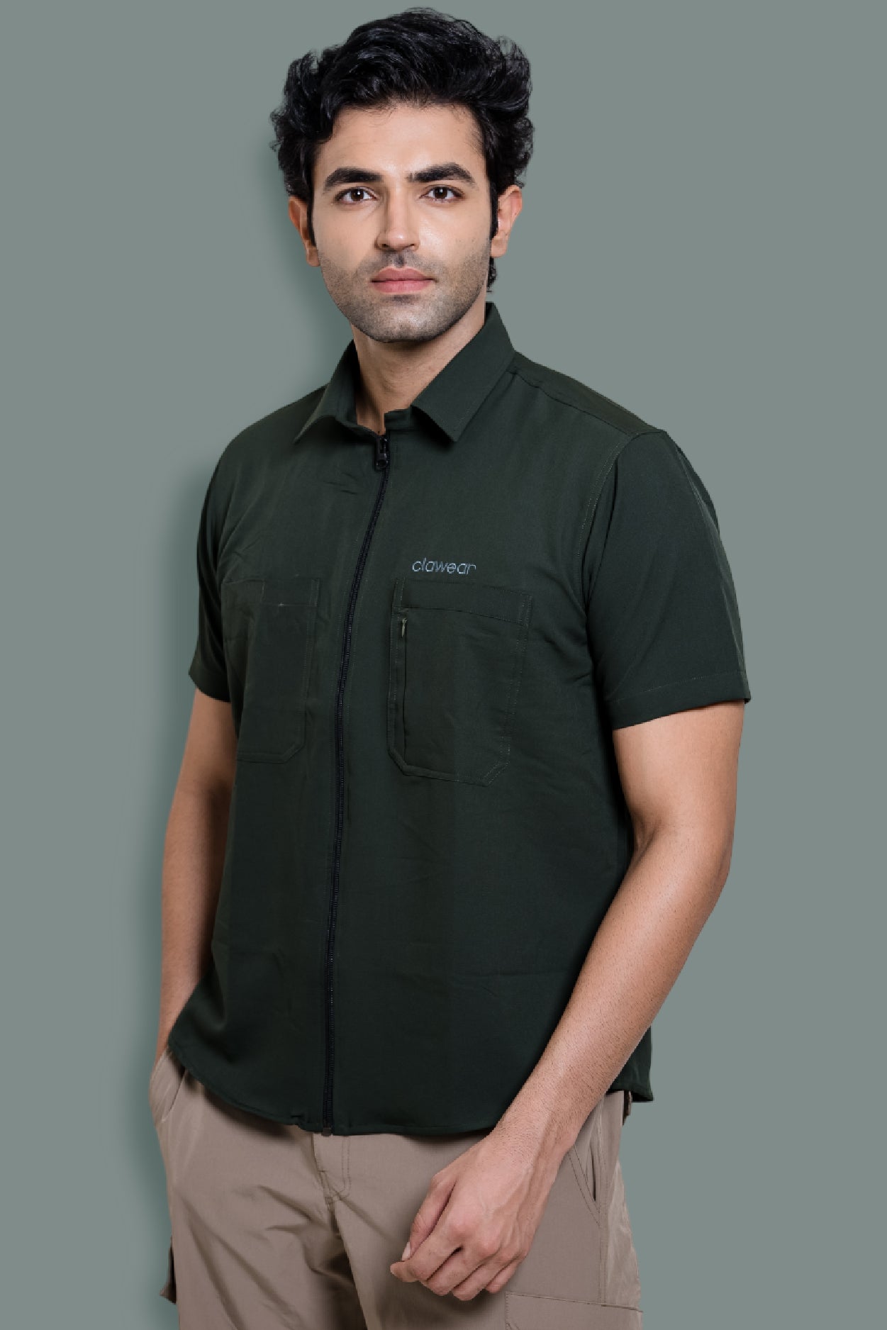 Nicobar Airvent Half Sleeve Shirt - Bottle Green