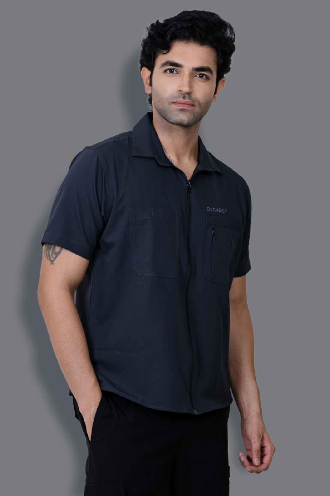 Nicobar Airvent Half Sleeve Shirt - Dark Grey