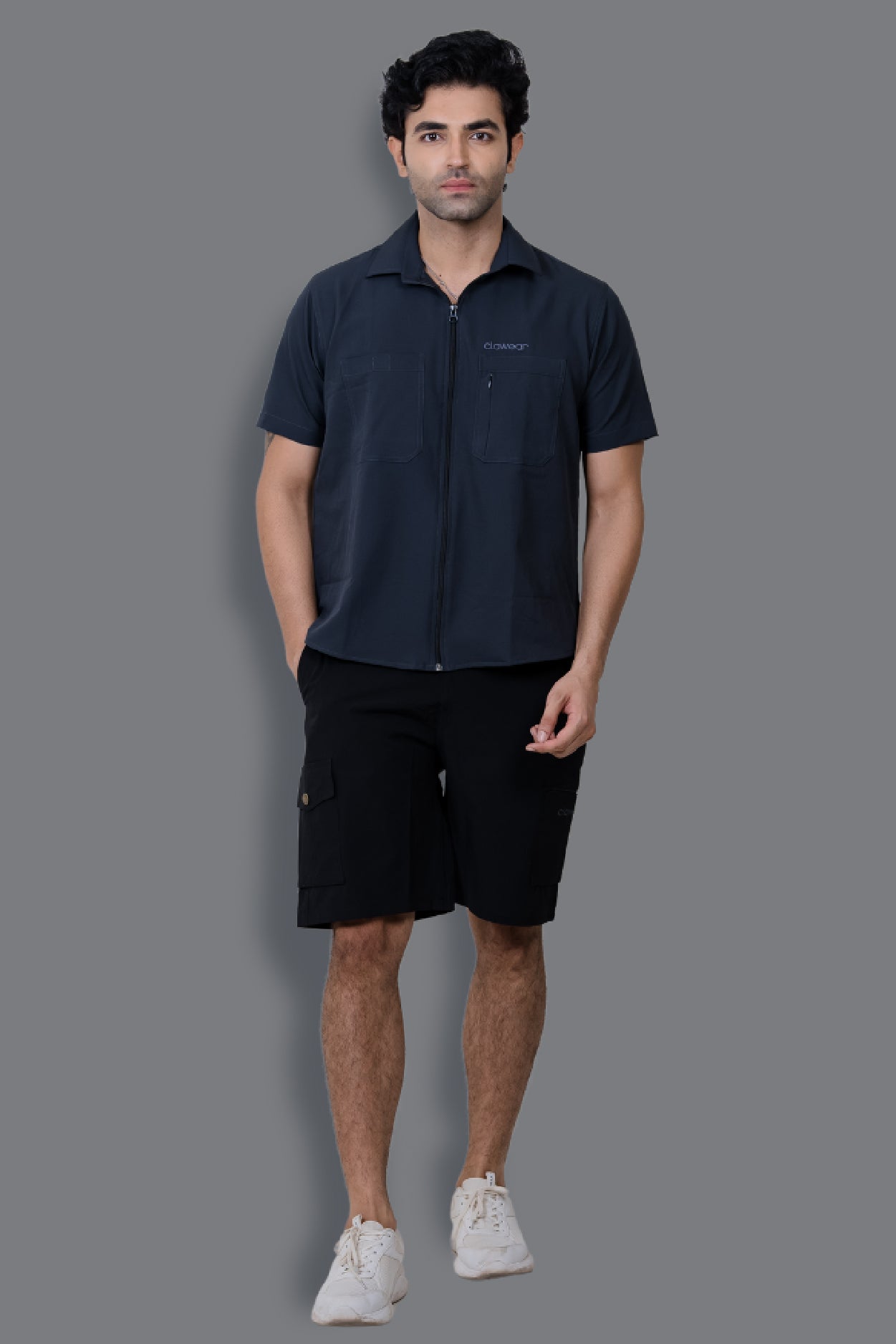 Nicobar Airvent Half Sleeve Shirt - Dark Grey