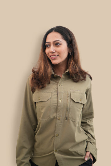 Nilgiris Full Sleeves Airvent Shirt - Beige