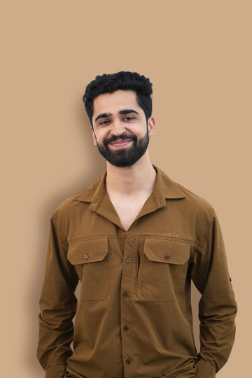 Nilgiris Full Sleeves Airvent Shirt - Brown