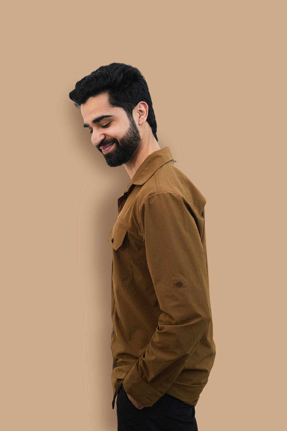 Nilgiris Full Sleeves Airvent Shirt - Brown