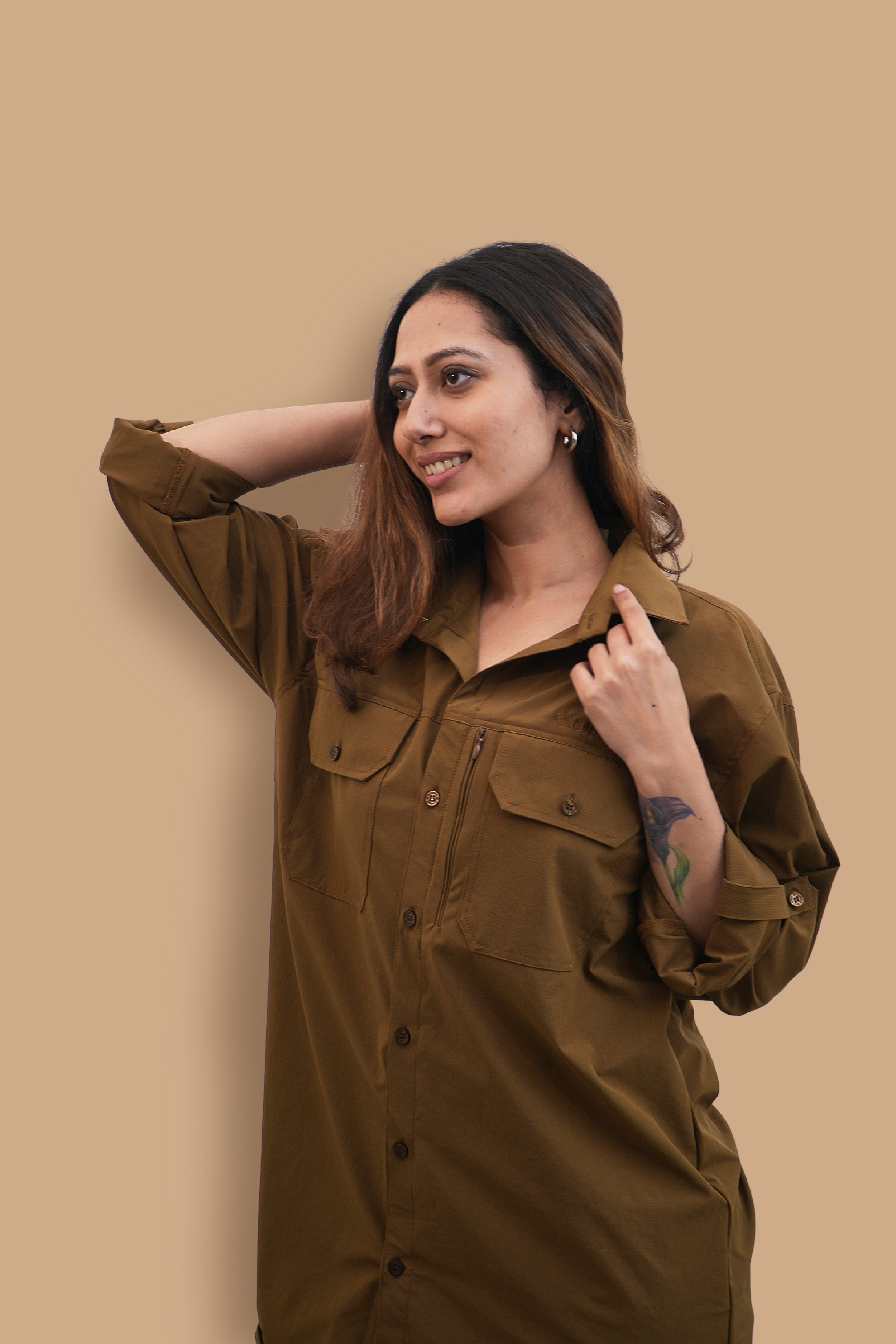 Nilgiris Full Sleeves Airvent Shirt - Teal Green