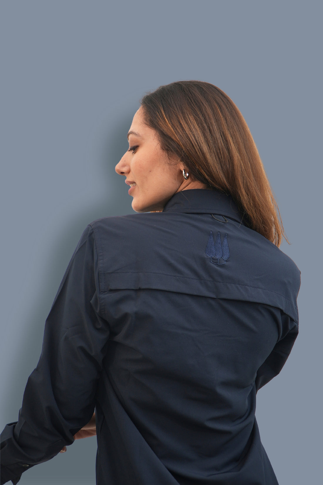 Nilgiris Full Sleeves Airvent Shirt - Navy Blue