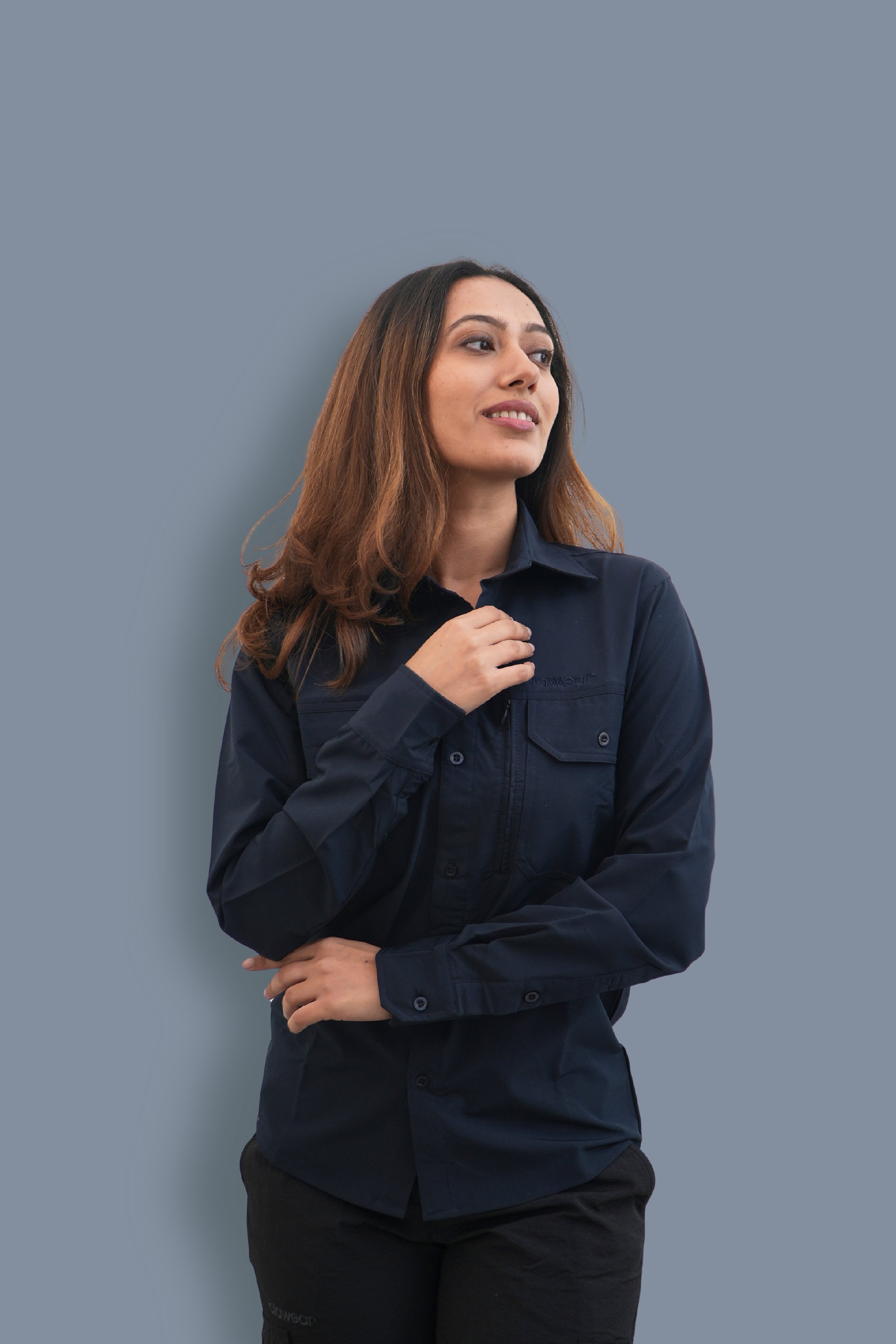 Nilgiris Full Sleeves Airvent Shirt - Teal Green